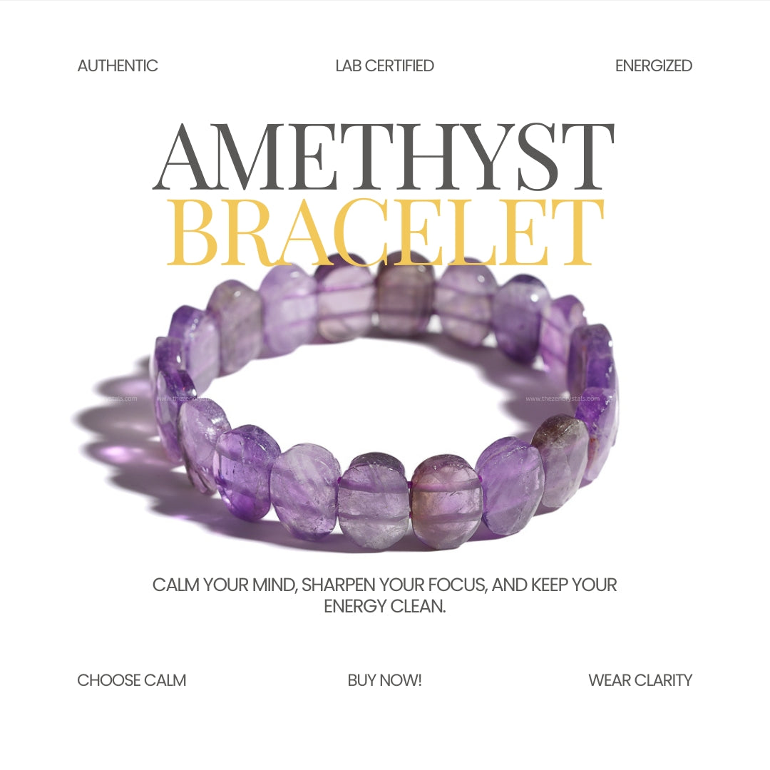 Amethyst - Flat Bead Bracelet